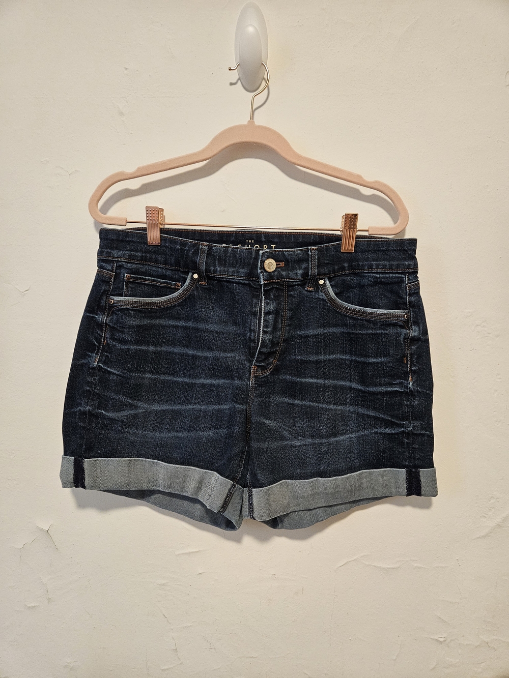 White House Black Market Dark Blue Rolled-Hem Denim Shorts